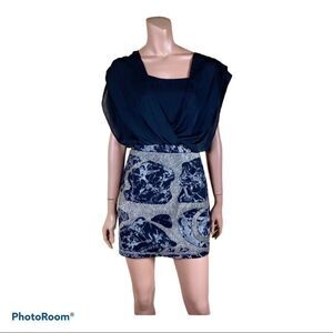 Anthropologie Greylin Y2K black beaded mini dress M